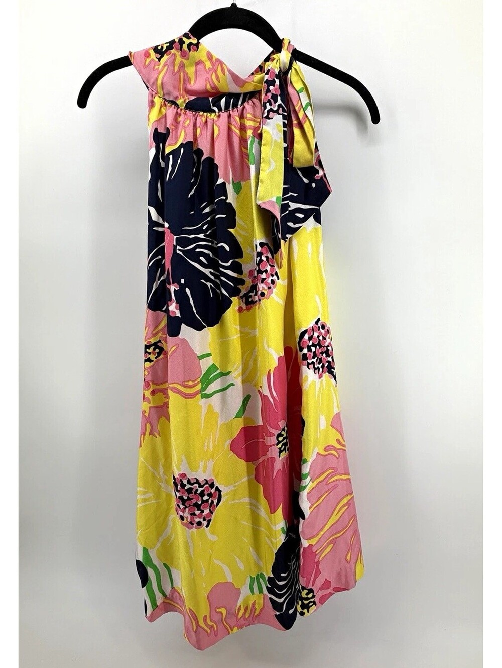 LaRoque Women’s Size 4 Silk Floral Halter Shift Dress Sleeveless Knee Length